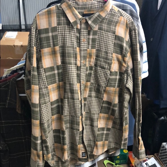 Lucky Brand Green and Tan Plaid Casual Button Down Shirt - Picture 1 of 8
